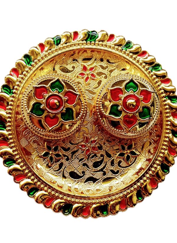 Minakari Decorative Thali with Kankavati for Wedding, Gifting, Home Decor, Festivals, Puja, Aarti - Round - Image 2