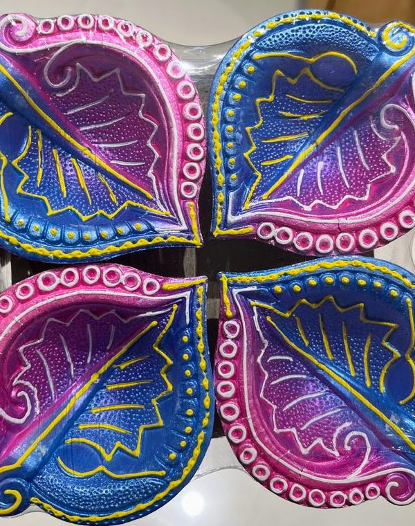 Pan shaped Colorful Diya in large size #MakeinINDIA - Image 2