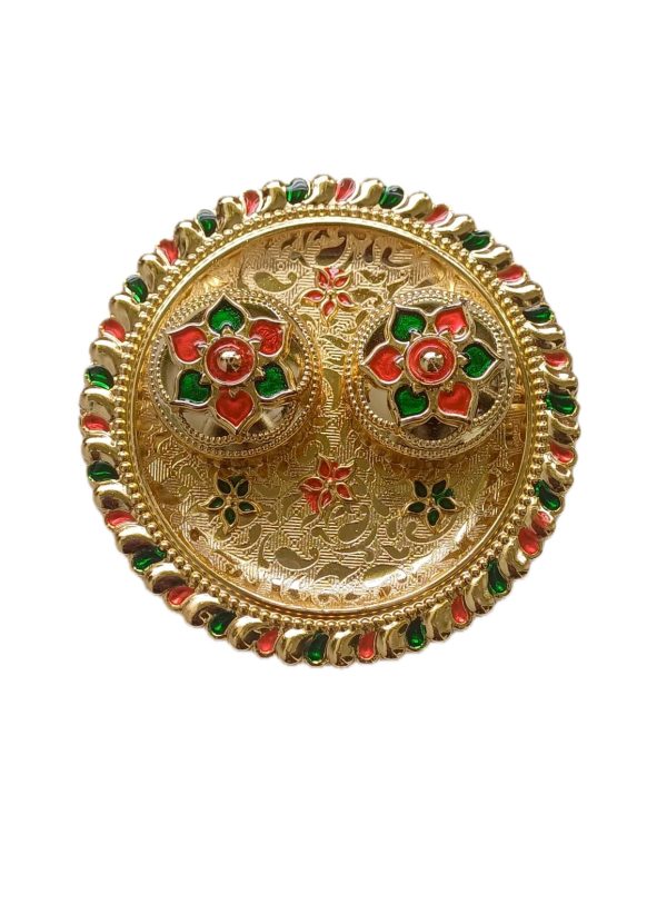 Minakari Decorative Thali with Kankavati for Wedding, Gifting, Home Decor, Festivals, Puja, Aarti - Round - Image 3