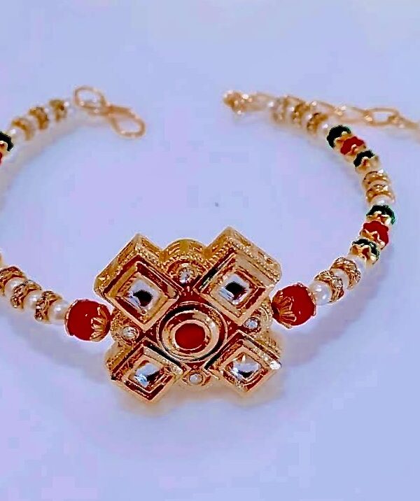 Handmade Indian Bracelet, Diamond and Pearls Shaped Design, Astonishing Bracelet - Image 3