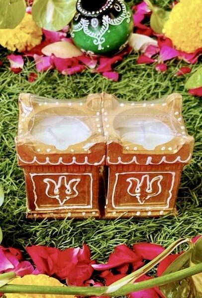 Tulsi Kyara Wax Filled Diya for Diwali, Puja, Rangoli, Festival, Home Decor, Decoration in Golden Color