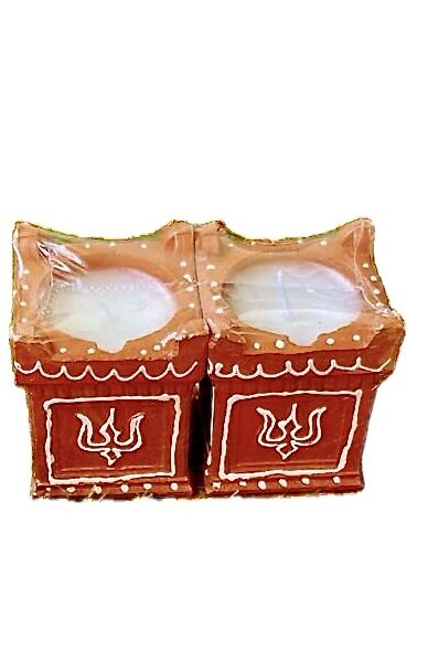 Tulsi Kyara Wax Filled Diya for Diwali, Puja, Festival, Home Decor, Decoration in Orange Color - Image 3