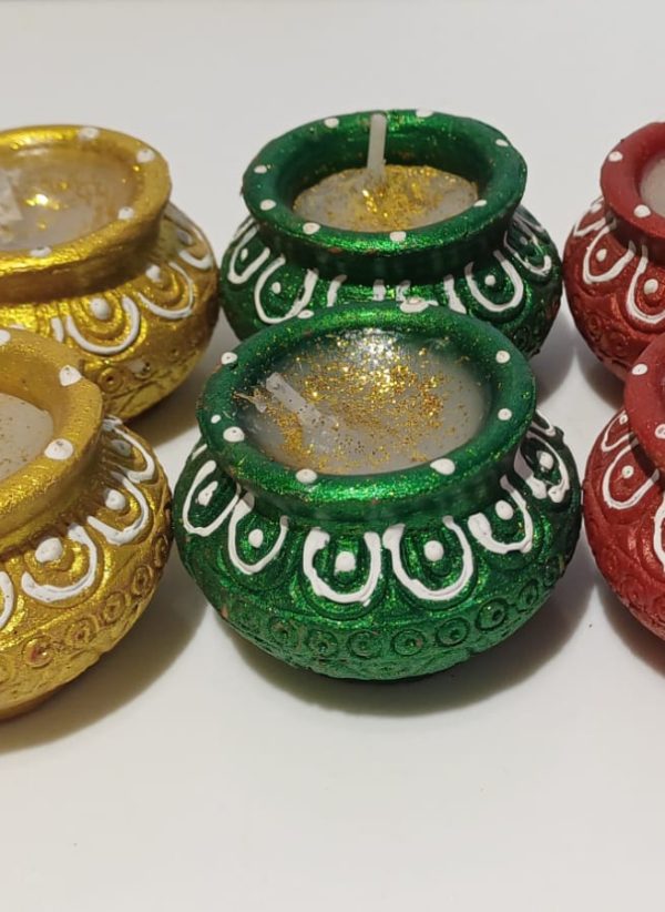 Handpainted Matki Diya with Wax, Set of 6, #MakeinINDIA - Image 3