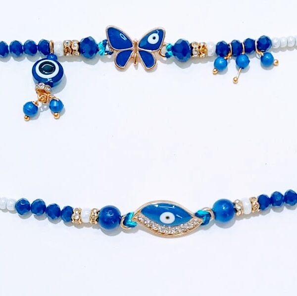 Rakhi Set with Evil Eye and Butterfly Design, for Couple, Bhaiya-Bhabhi, Women, Men, Kids, Girls, Boys