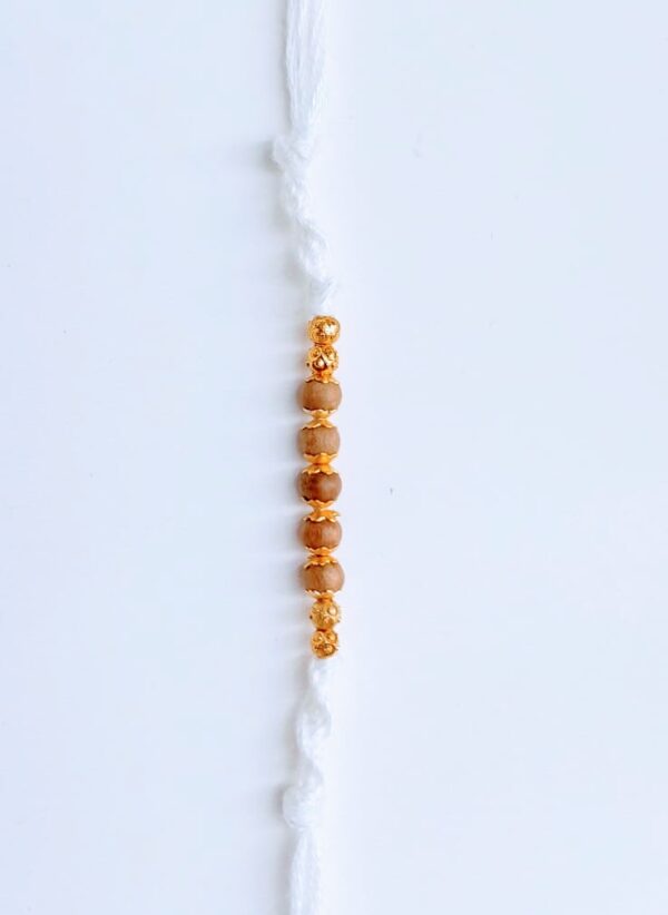 Handmade Bracelet, White Color with Rudraksha Beads, #MakeinINDIA - Image 2