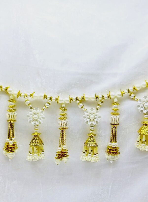 Toran - White Pearls with side hanging and lumba style