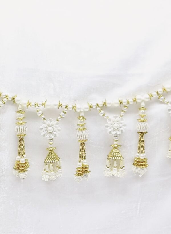 Toran - White Pearls with side hanging and lumba style - Image 3