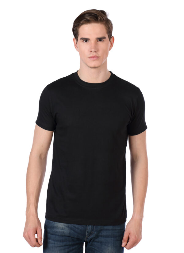 Men's Solid Round Neck Tshirt - Black