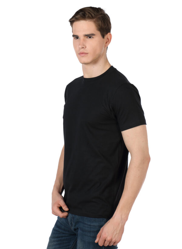 Men's Solid Round Neck Tshirt - Black - Image 4