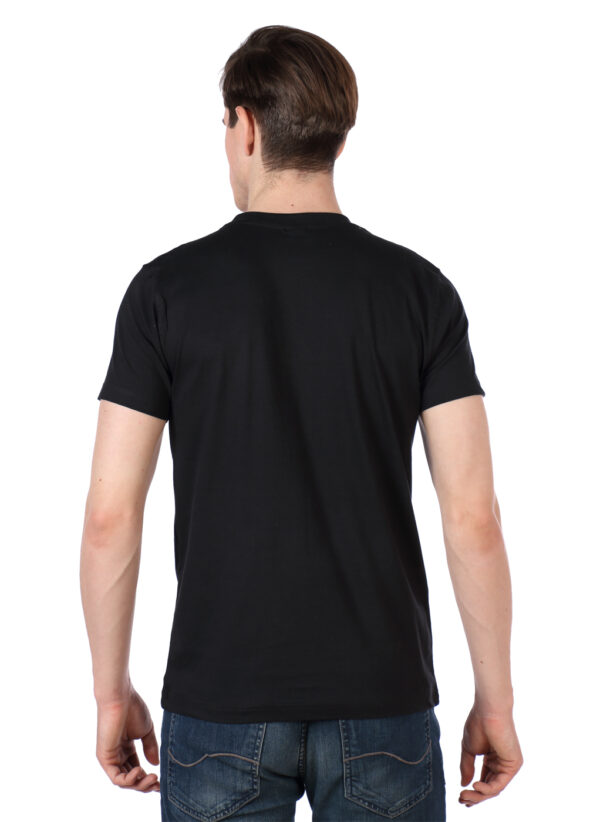 Men's Solid Round Neck Tshirt - Black - Image 2