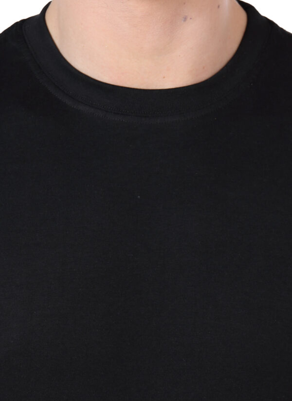 Men's Solid Round Neck Tshirt - Black - Image 3