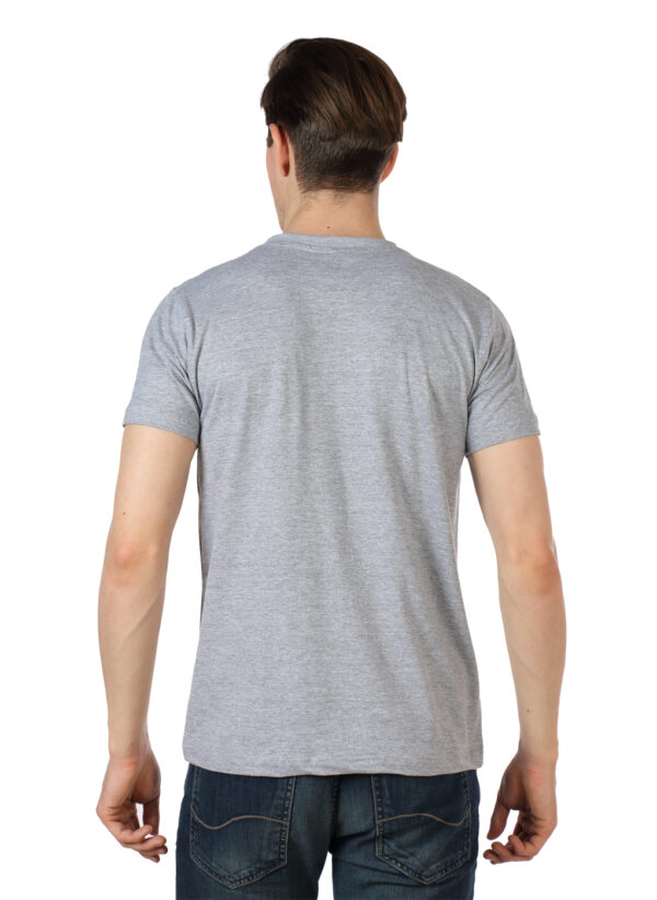 Men's Solid Round Neck Tshirt - Grey - Image 2