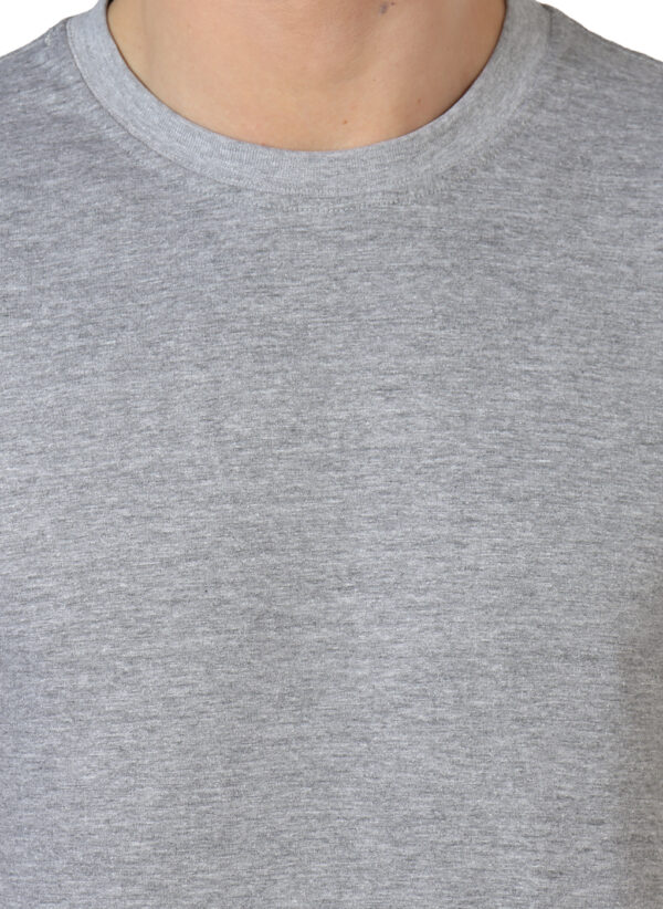 Men's Solid Round Neck Tshirt - Grey - Image 3