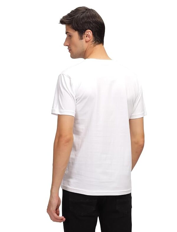 Men's Solid Round Neck Tshirt - White - Image 2