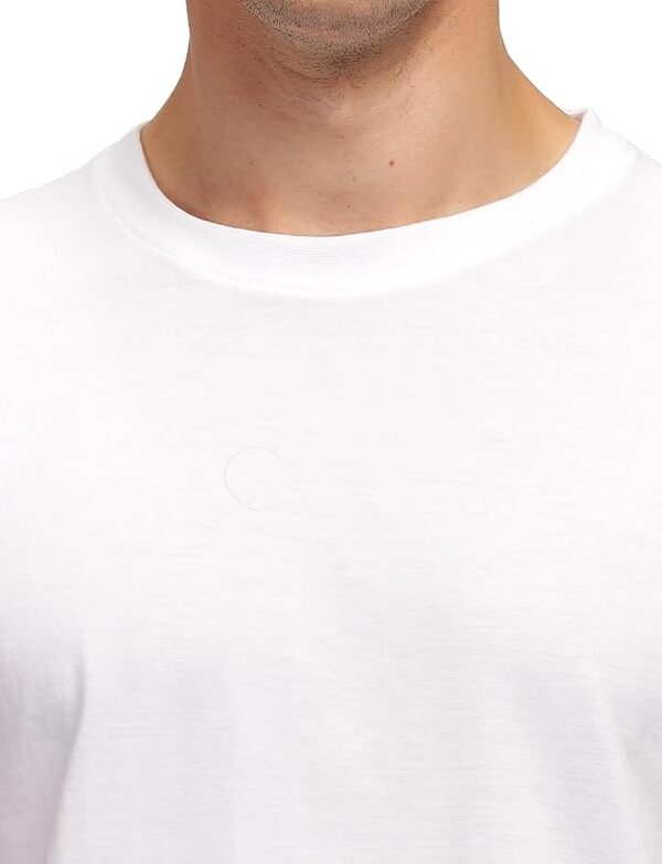 Men's Solid Round Neck Tshirt - White - Image 4