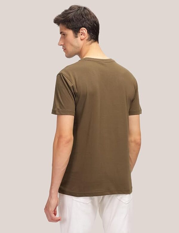 Men's Solid Round Neck Tshirt - Brown - Image 2