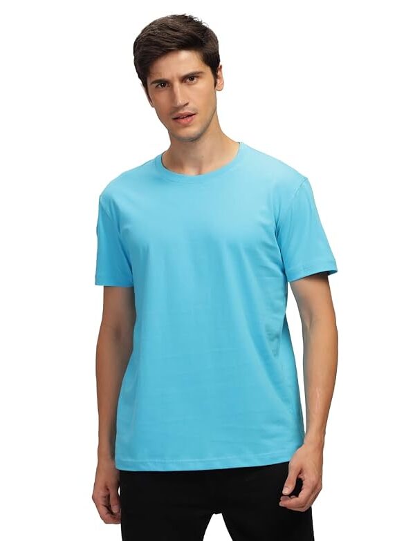 Men's Solid Round Neck Tshirt - LightBlue