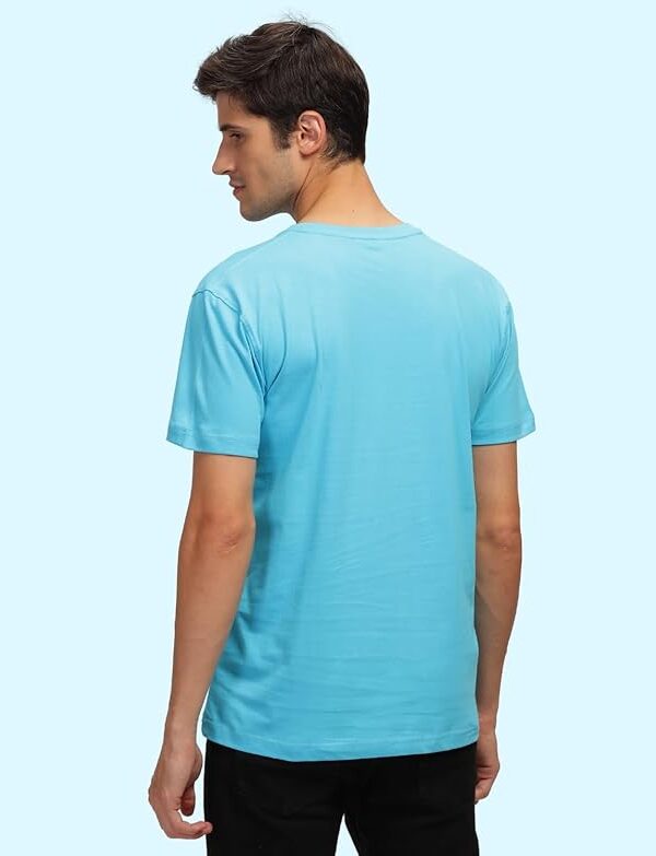 Men's Solid Round Neck Tshirt - LightBlue - Image 2