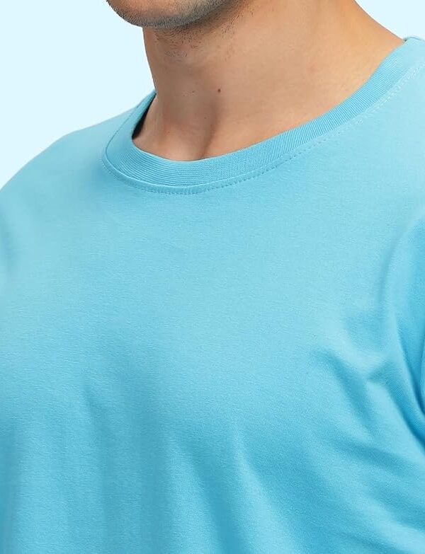 Men's Solid Round Neck Tshirt - LightBlue - Image 3