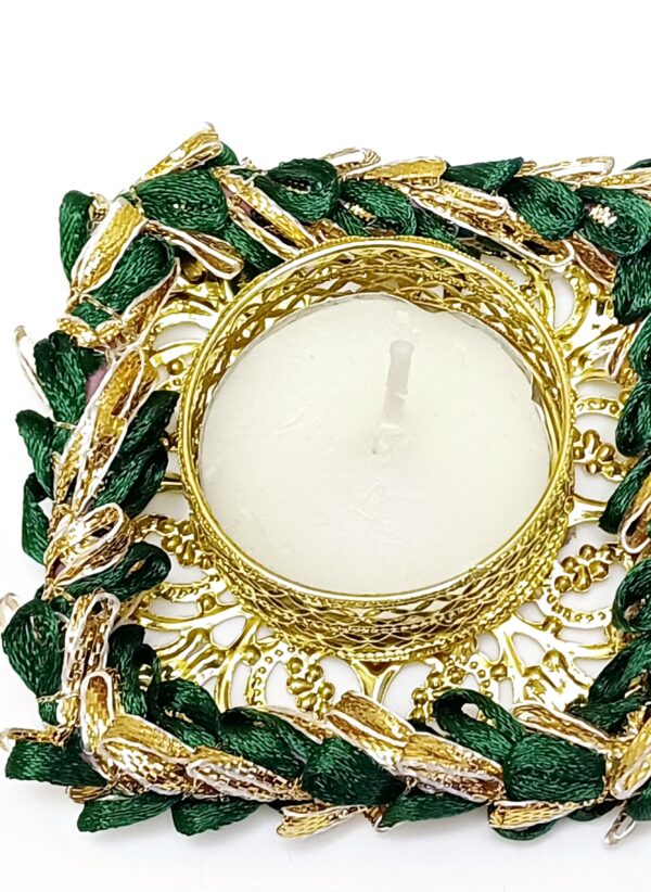 Square Shaped Green Color Decorative Diya