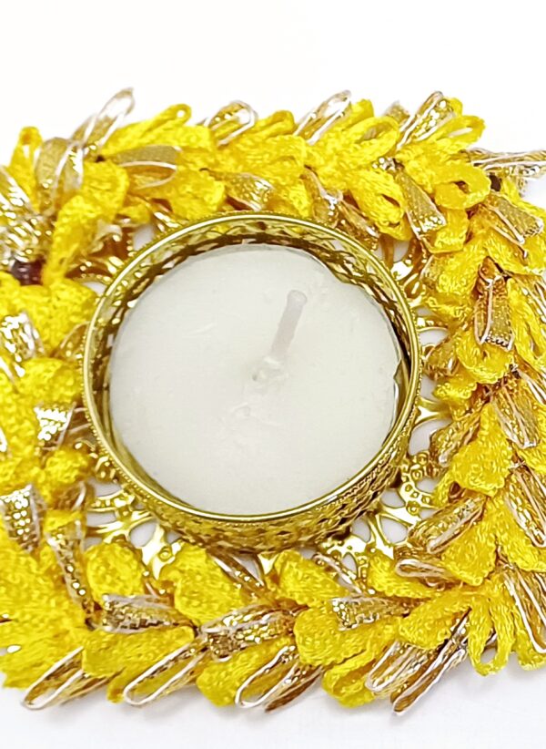 Square Shaped Yellow Color Decorative Diya