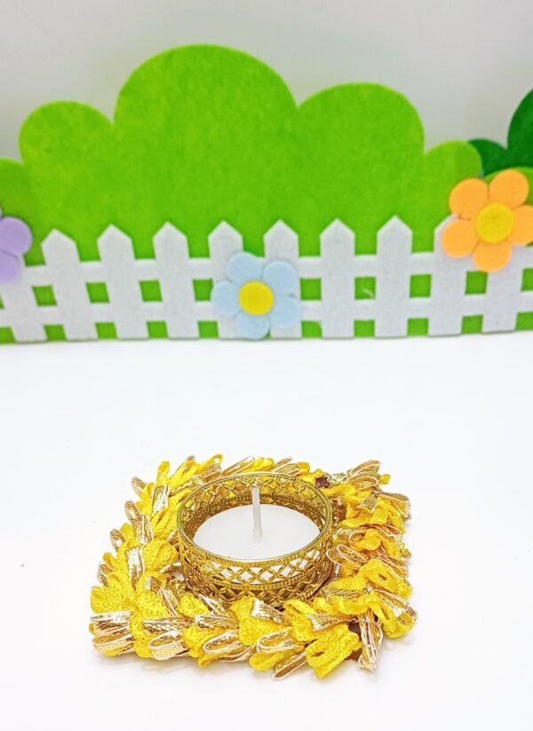 Square Shaped Yellow Color Decorative Diya - Image 3