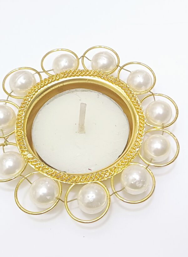 Decorative Diya with White Pearls