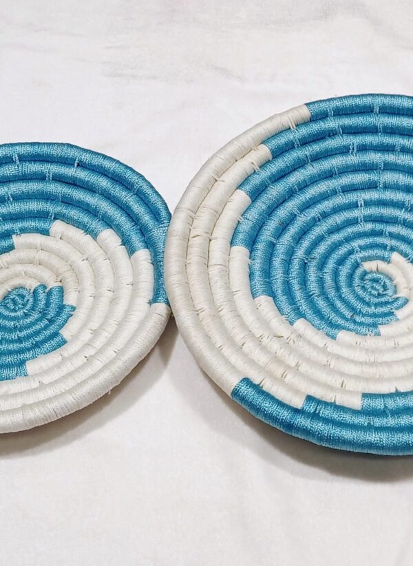 HANDCRAFTED Sabai Grass Wall Art for Home Decor | Eco-friendly | Set of 2 | Blue, White | Circle - Image 7