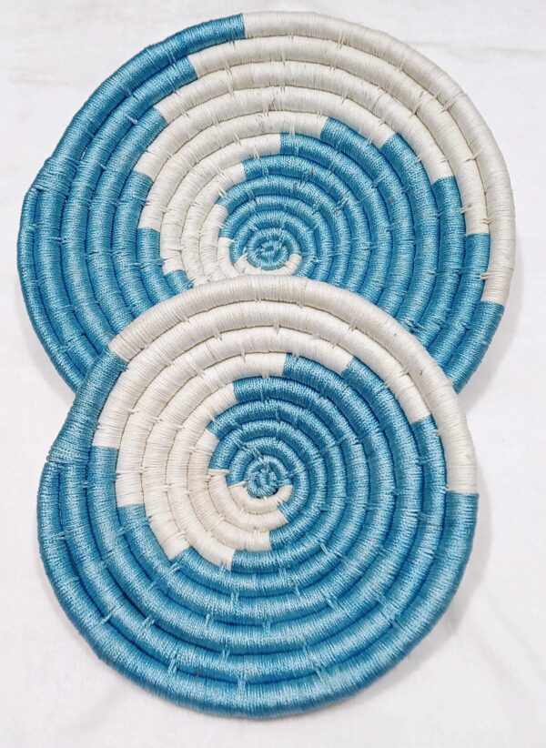 HANDCRAFTED Sabai Grass Wall Art for Home Decor | Eco-friendly | Set of 2 | Blue, White | Circle - Image 6