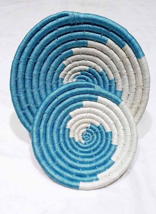 HANDCRAFTED Sabai Grass Wall Art for Home Decor | Eco-friendly | Set of 2 | Blue, White | Circle - Image 5