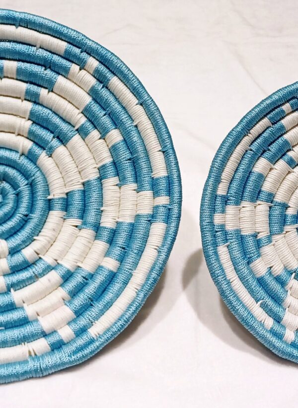HANDCRAFTED Sabai Grass Wall Art for Home Decor | Eco-friendly | Set of 2 | LightBlue | Strips - Image 4