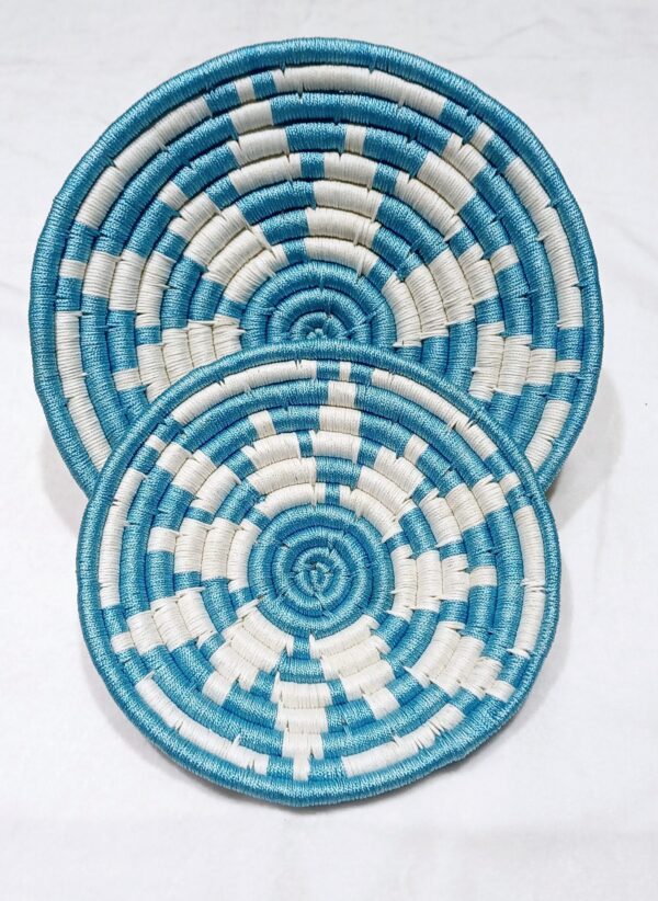 HANDCRAFTED Sabai Grass Wall Art for Home Decor | Eco-friendly | Set of 2 | LightBlue | Strips - Image 5