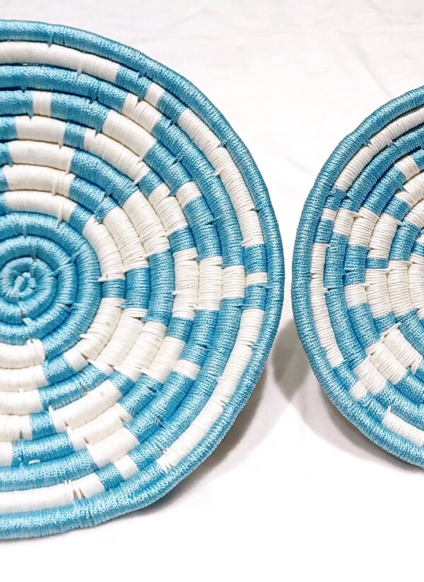 HANDCRAFTED Sabai Grass Wall Art for Home Decor | Eco-friendly | Set of 2 | LightBlue | Strips - Image 2