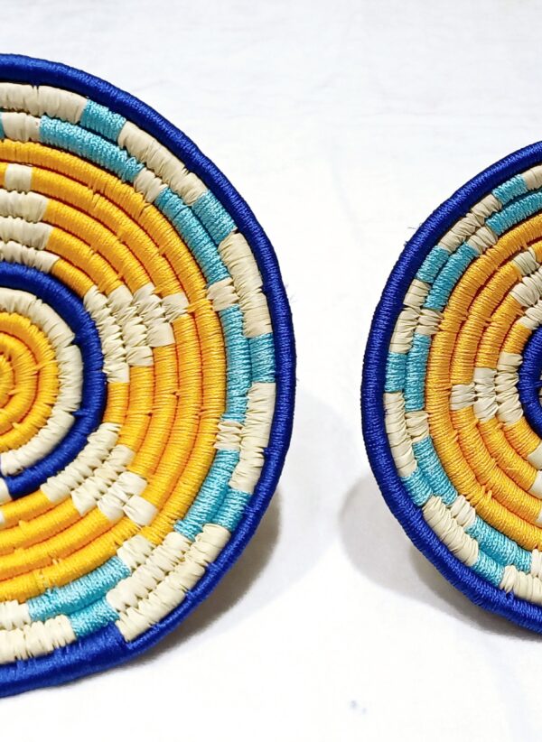 HANDCRAFTED Sabai Grass Wall Art for Home Decor | Eco-friendly | Set of 2 | DarkBlue, LightBlue, Yellow - Image 3