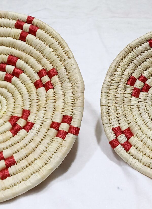 HANDCRAFTED Sabai Grass Wall Art for Home Decor | Eco-friendly | Set of 2 | Red, Off-White | Four Squares - Image 4