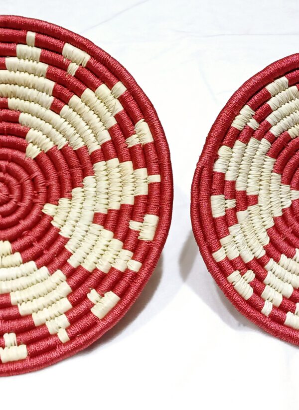 HANDCRAFTED Sabai Grass Wall Art for Home Decor | Eco-friendly | Set of 2 | Red | Stars - Image 2