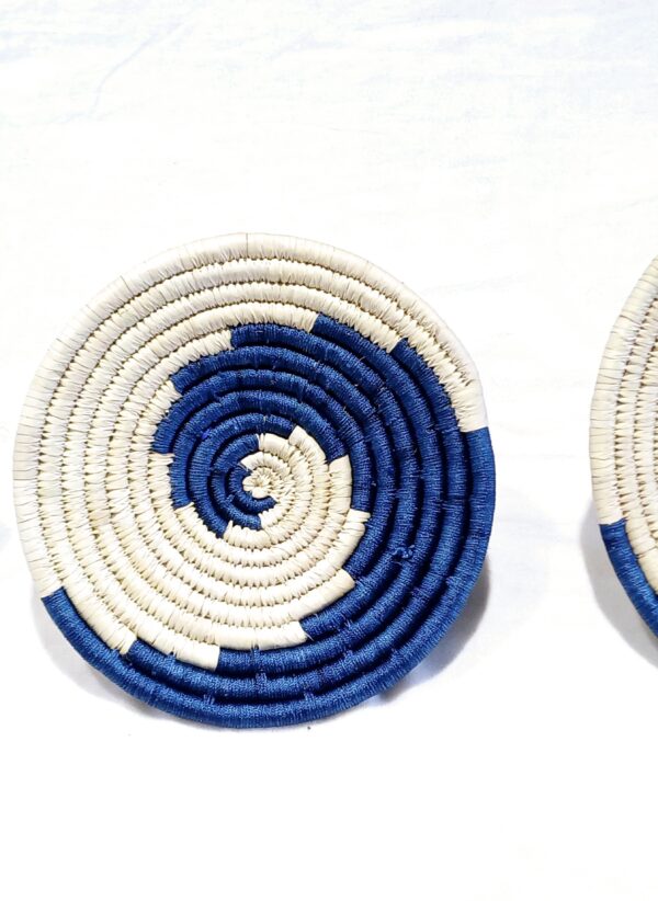 HANDCRAFTED Sabai Grass Wall Art for Home Decor | Eco-friendly | Set of 3 | Blue, White - Image 3