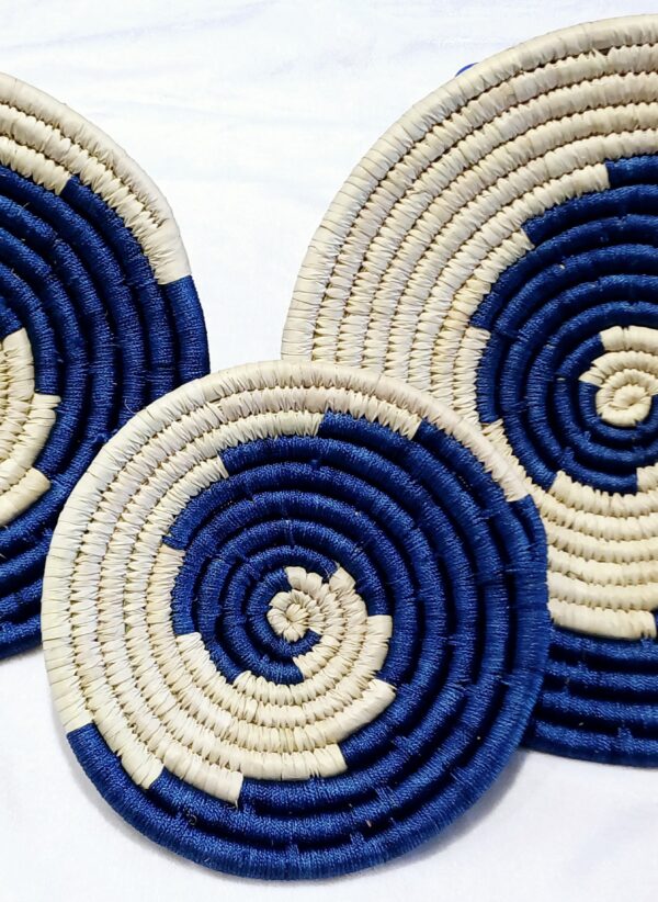 HANDCRAFTED Sabai Grass Wall Art for Home Decor | Eco-friendly | Set of 3 | Blue, White