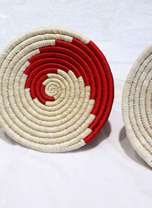 HANDCRAFTED Sabai Grass Wall Art for Home Decor | Eco-friendly | Set of 3 | Red, White - Image 5