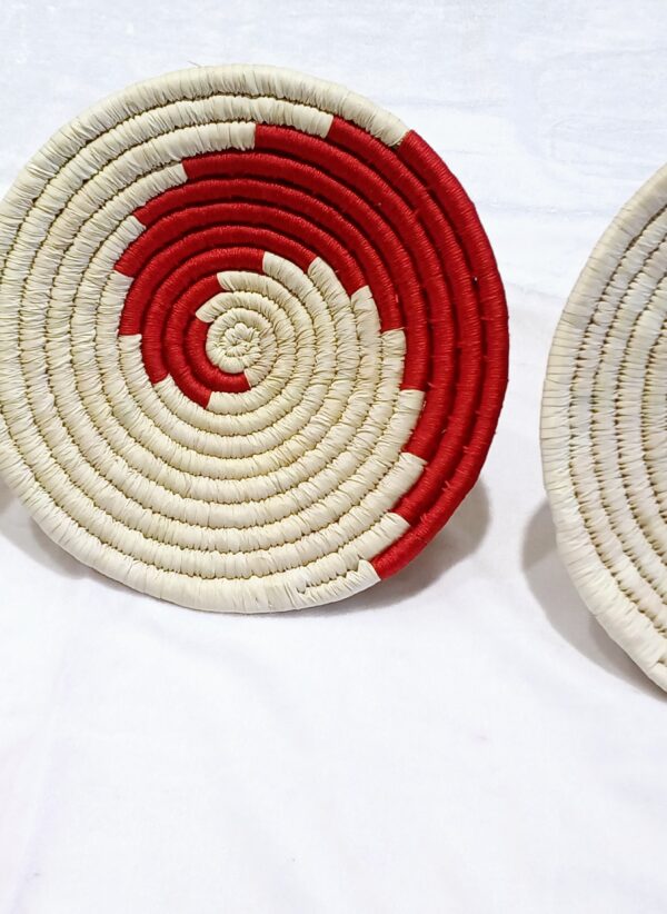 HANDCRAFTED Sabai Grass Wall Art for Home Decor | Eco-friendly | Set of 3 | Red, White - Image 3