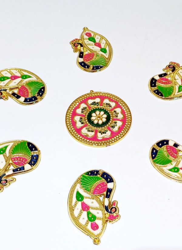 Acrylic Minkari Rangoli, Peacock Style Decorative Pieces, Set of 6 #MakeinINDIA #HomeDecor - Image 3