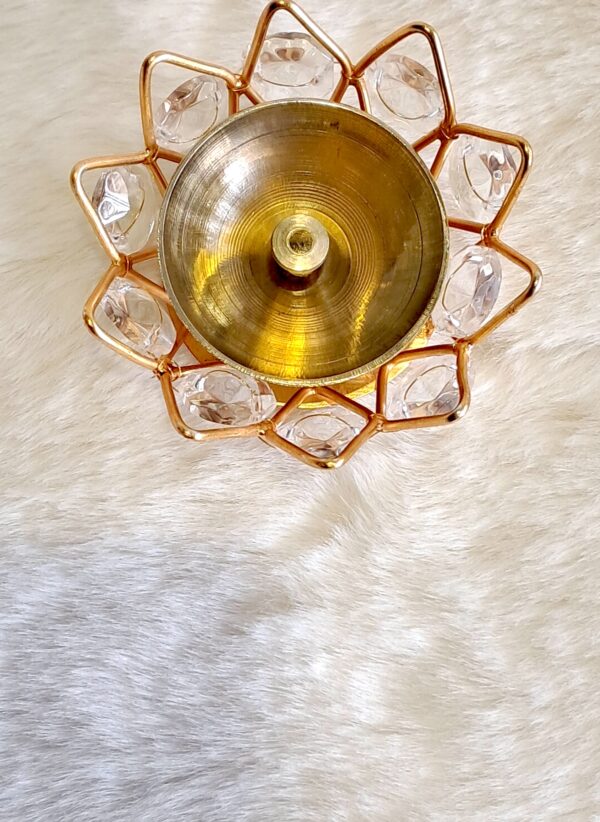 Brass Diya with Incense Stick stand - Image 2
