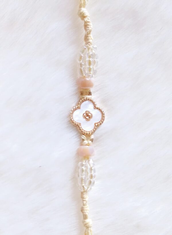 Yellow, Golden and White color with Flower Design Rakhi