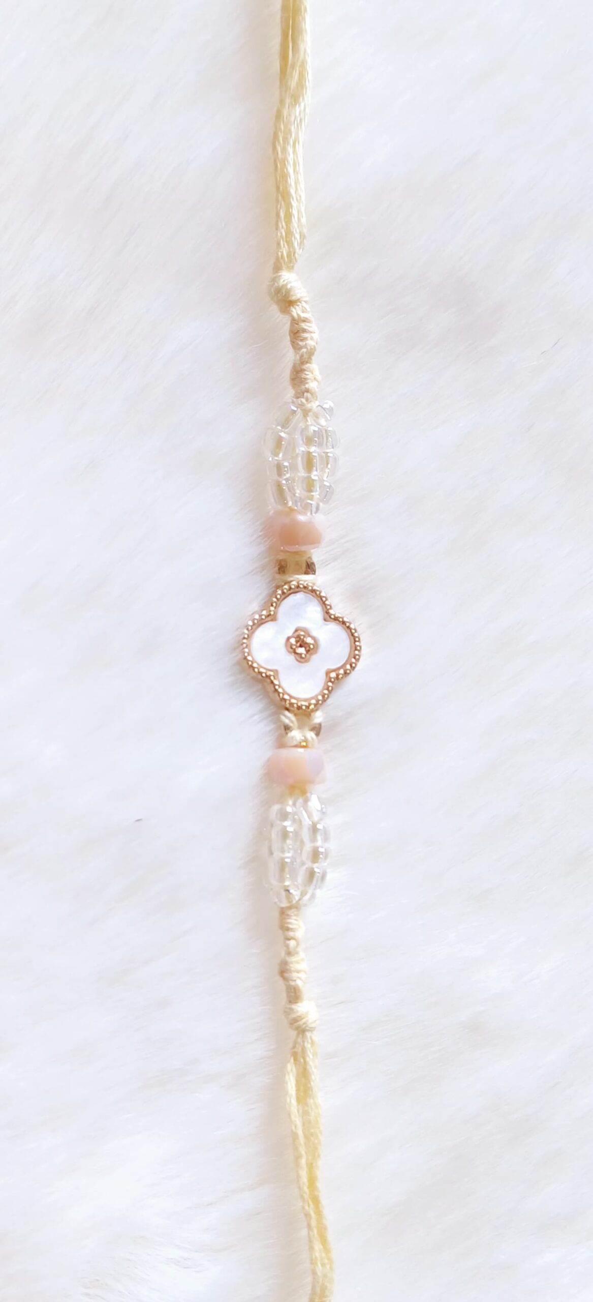 Yellow, Golden and White color with Flower Design Rakhi