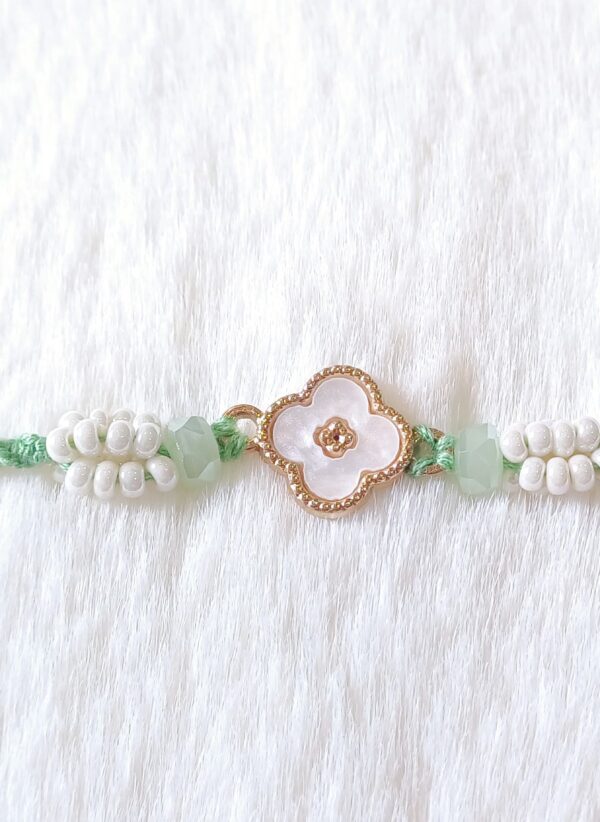 Light Green and White color with Flower Design Rakhi