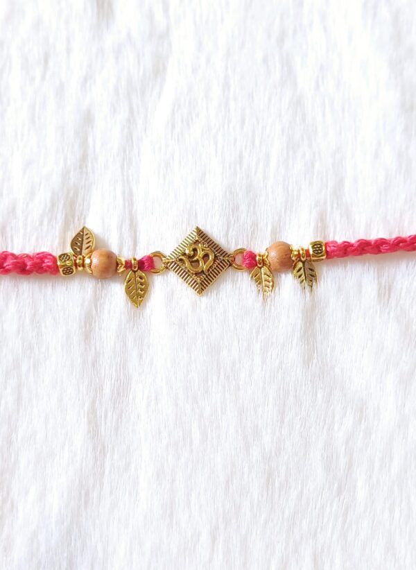 Pink color with Leaves and Aum Rakhi