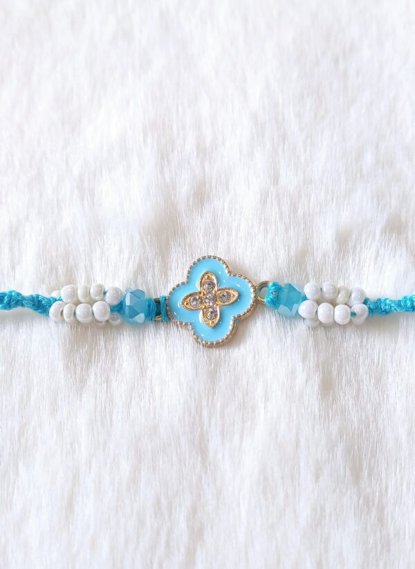 Blue and White color with Flower Design Rakhi