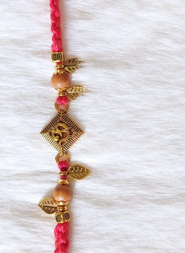 Pink color with Leaves and Aum Rakhi - Image 3