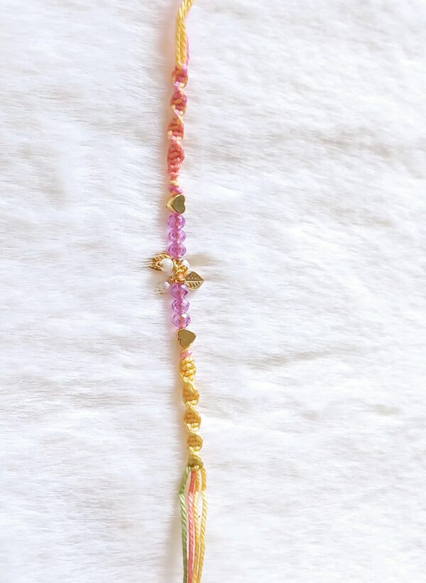 Violet color with leaves and pearl Rakhi - Image 4