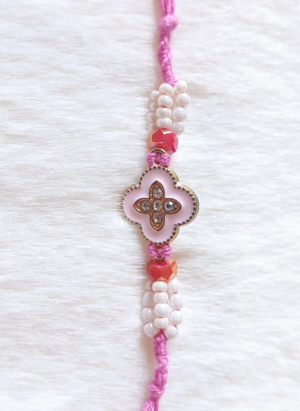 Pink and White color with Flower Design Rakhi